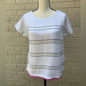 LemLem NWOT Nautical White Blue Pink Striped Short sleeve Lagenlook Size small